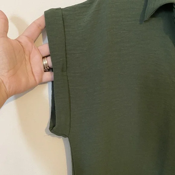 Olive Green Loose Fit short sleeve Midi T-Shirt Dress S/M espresso EUC POCKETS - Picture 4 of 7